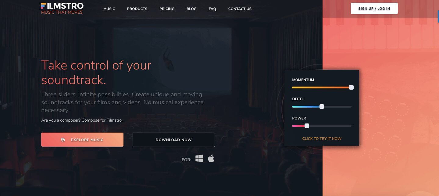 Tampilan situs Filmstro yang dinamis dengan tema warna kontras